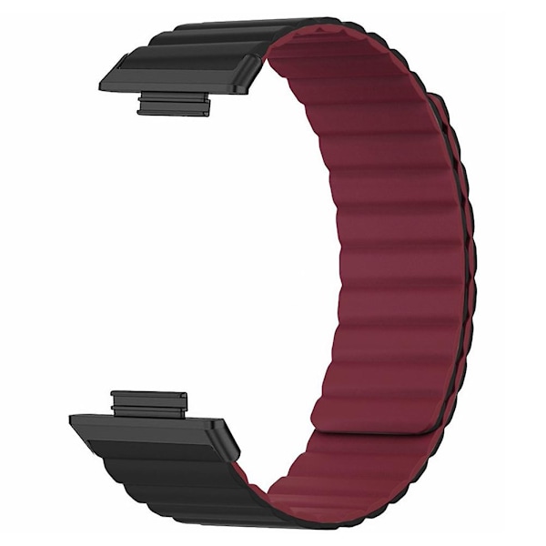 Magnetisk urrem i silikone - Justerbar rem til Huawei Watch Fit 2 Black Wine Red