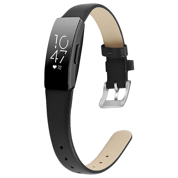 Fitbit Inspire / Inspire HR -älykellolle tarkoitettu rannehihna, ylin nahkakerros, koko L - 6,7-8,1 tuumaa Black