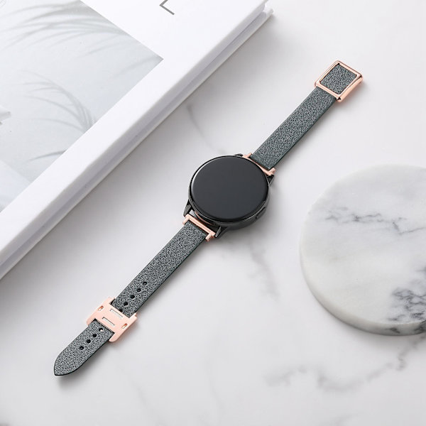 20 mm läderklockarmband för Samsung Galaxy Watch6 Classic 47 mm 43 mm, med magnetiskt viklås Dark Green Rose Gold Buckle