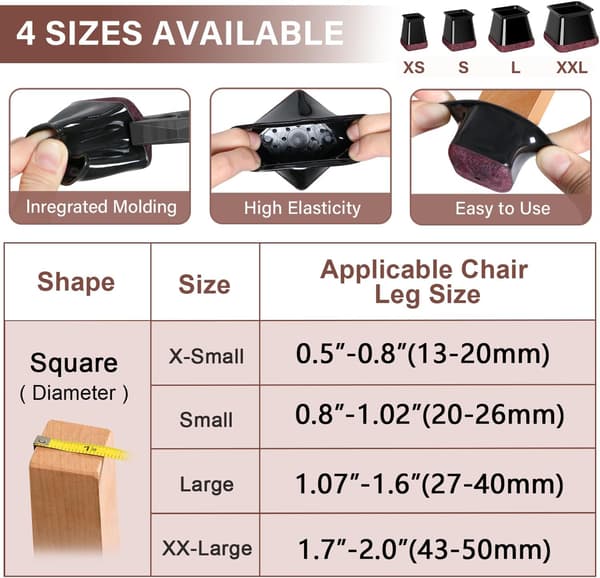 32 stk. stolebensgulvbeskyttere, til 37mm - 43mm (sort)