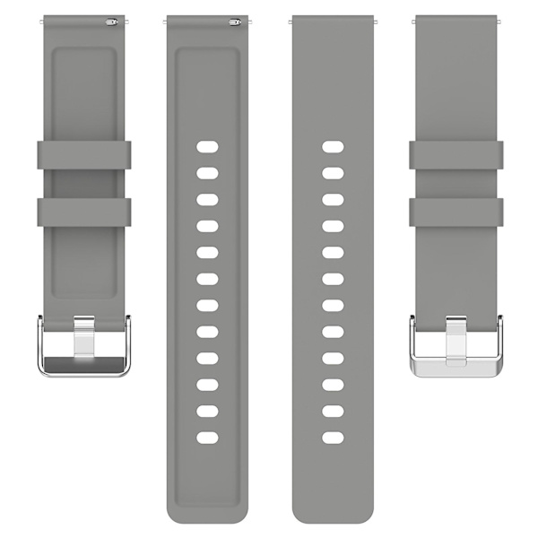 Silikonarmbånd for Garmin Venu/Venu 2 Plus/Venu Sq/Venu Sq 2, 20 mm klokkestropp med sølvfarget spenne i rustfritt stål Grey