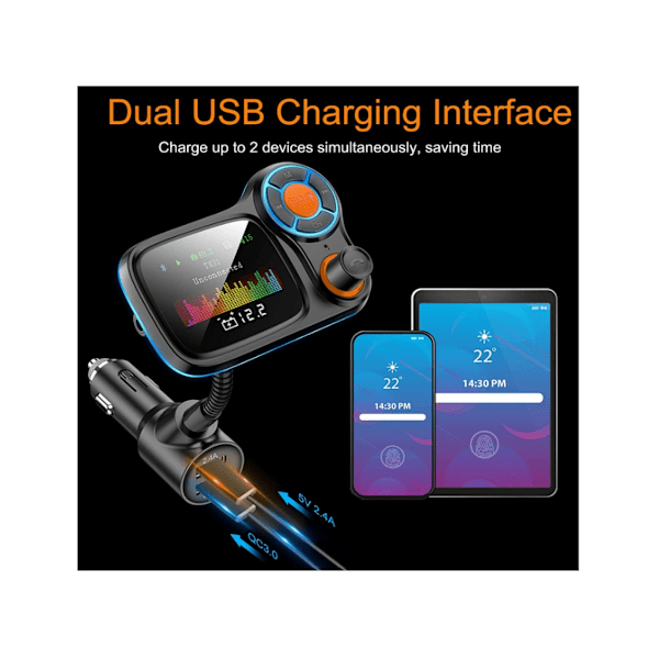 Fm Bluetooth Transmitter Til Bil Fsq_Zzh_0701_9 Preto