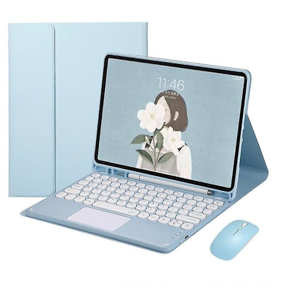 Bluetooth näppäimistö ja hiiritelineen case cover Ipad Air 4 10,9" Blue