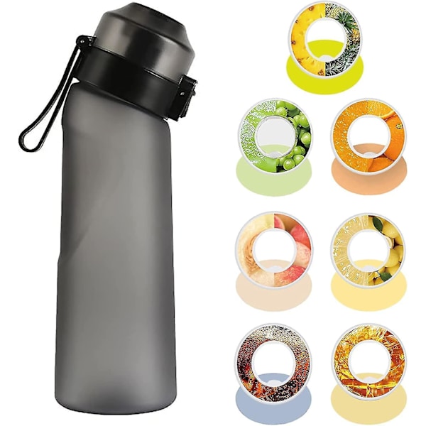Fruktdoft luktande vattenflaska med sugrör, BPA-fri och läcksäker gymflaska idealisk för fitness och utomhus(650 ml) Black 650ml