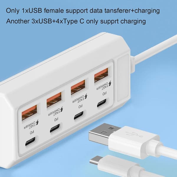 Adapter - Usb C Hub Multiport, 8-Port [4Usb+4Pd] 25W til 5V Usb-enheder