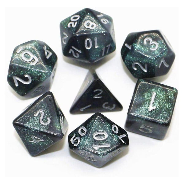 Polyhedriske terninger Sett For Dungeons And Dragons Pathfinder Rollespill Glitterterninger med terningpose green