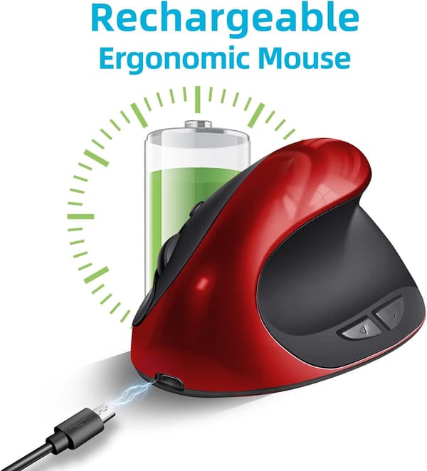 Ergonomisk vertikal mus, med 6 knapper for bærbar PC, stasjonær PC, Mac (lilla)