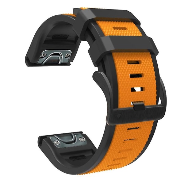 Tvåfärgsband, mjuk silikonrem, svettsäker för Garmin-Fenix6 armband Orange black 26