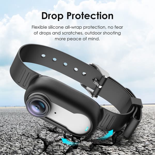 Silikone Håndledsrem, Kæledyrshalsbånd Til Insta360 Go 3 / 3S (Sort)