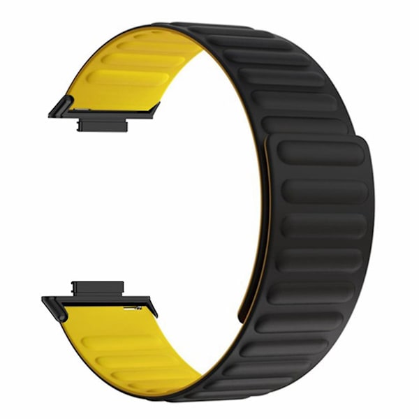 Magnetisk klockarmband i silikon, justerbart armband för Huawei Watch Fit 2 Black Yellow