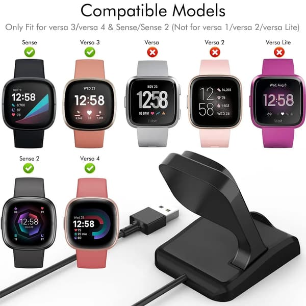 Oplader til Fitbit Sense/Sense 2/Versa 4/Versa 3, Stand Opladning