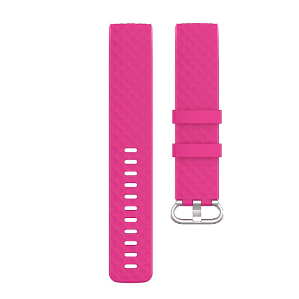 18mm Silverfärgat spänne TPU handledsrem armband för Fitbit Charge 4 / Charge 3 SE, Storlek: L Rose Red