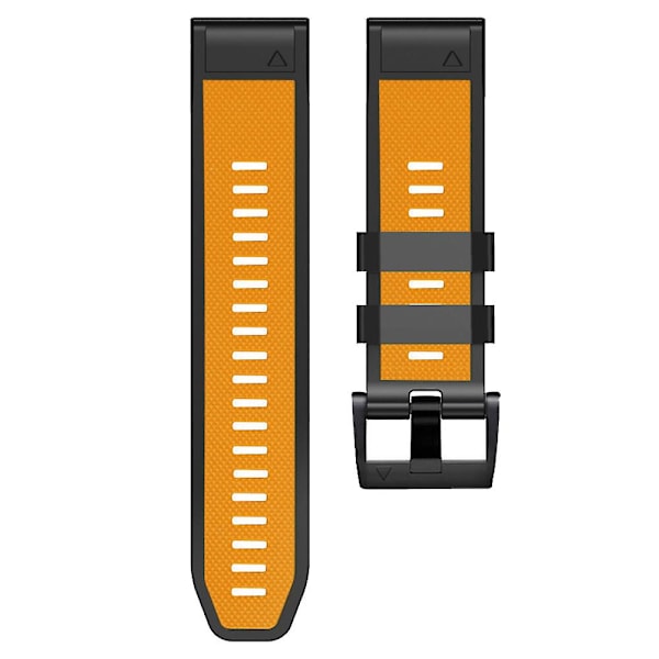 Diamantteksturert klokkearmbånd for Garmin Tactix 7 Pro / Fenix 7X / 6X Pro / 5X Plus, 26mm tofarget silikon sportsrem Orange Black