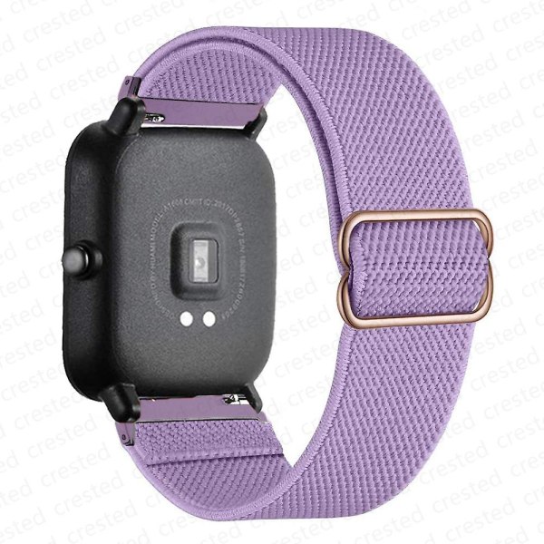 20 mm/22 mm bånd for Amazfit Gts 4//2/2e/3/gts2 Mini/gtr 4/3/pro/gtr2/47 mm/stratos Nylon elastisk klokkearmbånd Amazfit bipsrem 20mm lilac