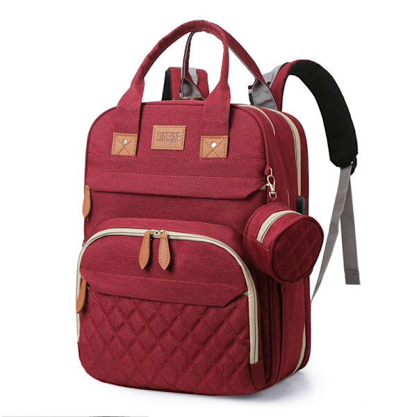 Foldbar Mummy Bag, Ryggsekk Med Vugge, Foldbar 300D, Vanntett, Vaskbar Seng Rød