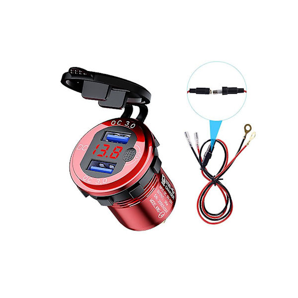 Usb-pistorasia, kaksoisnopea lataus 3.0, Usb-autonlaturi, 36 W:n Usb-virtapistorasia Red