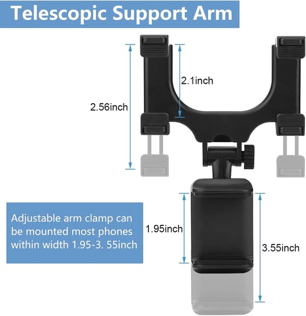 Bakspejl Bilmontering Greb Clip, Universal til iPhone Samsung HTC GPS Smartphone