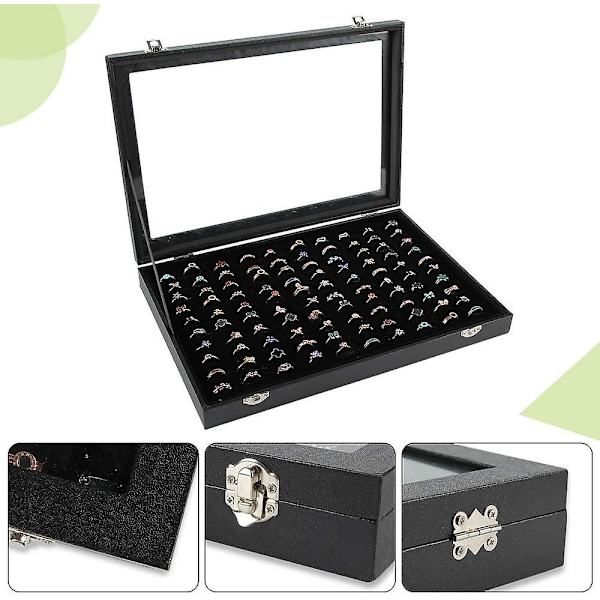 Ring Hållare, Ring Case, 100 Slot Ring Box Förvaring Organizer Smycken Ring Display