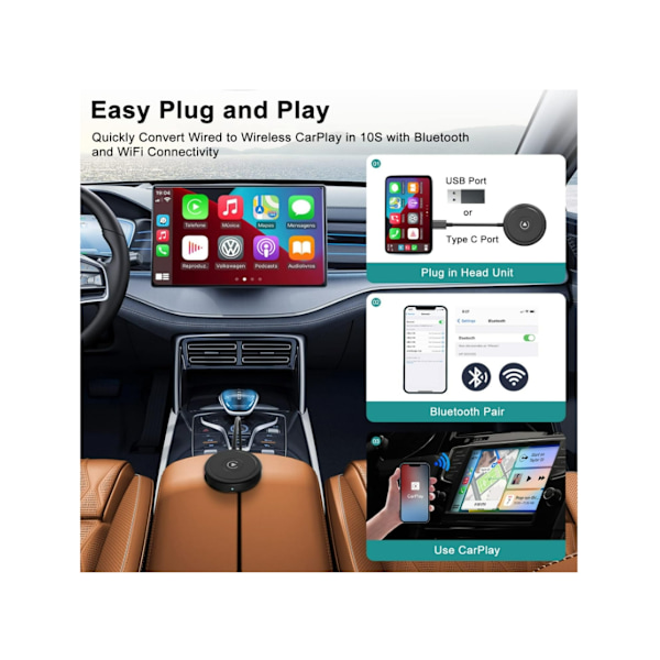 Carplay Adapter Utan Uppdatering Konvertera För Apple Svart