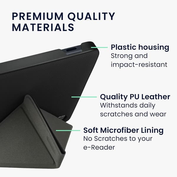 Etui til Kobo Libra Colour (2024) / Kobo Libra 2 (2021), foldbart PU-læderetui (sort) Black