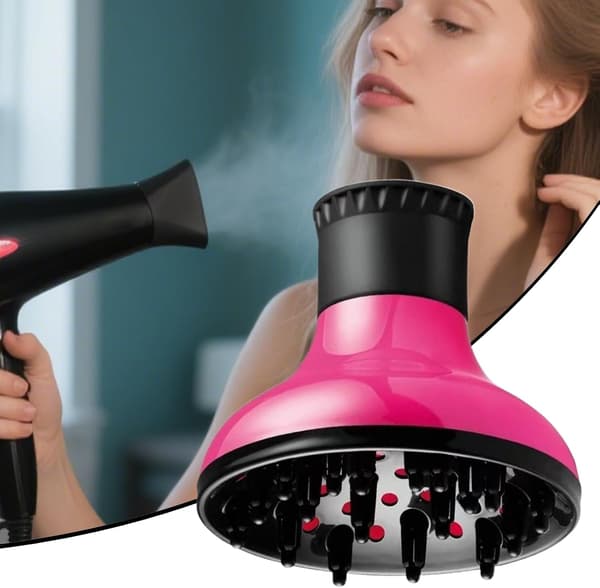 Universal Hår Diffuser - Til Krøllet Hår, Bølget Styling, Føntørring, Salon Eller Hjem (Rosenrød)