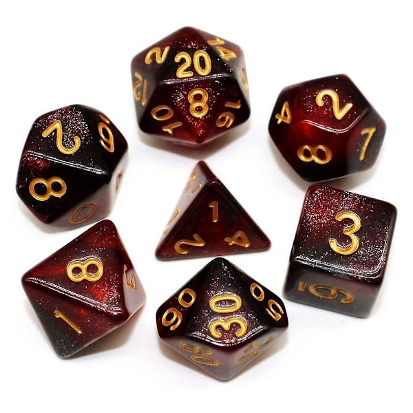 Polyedriska set för fängelsehålor och drakar Pathfinder rollspel Glittertärningar med tärningspåse red
