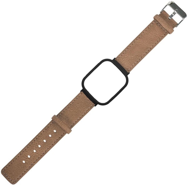 Strap+ Case för Redmi Watch 3 Läder Loop Armband Watch Bumpers Ram Brown