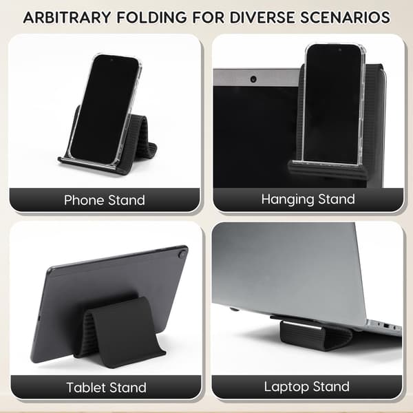 Bærbar foldbar silikone telefonholder, frit formbar (sort)