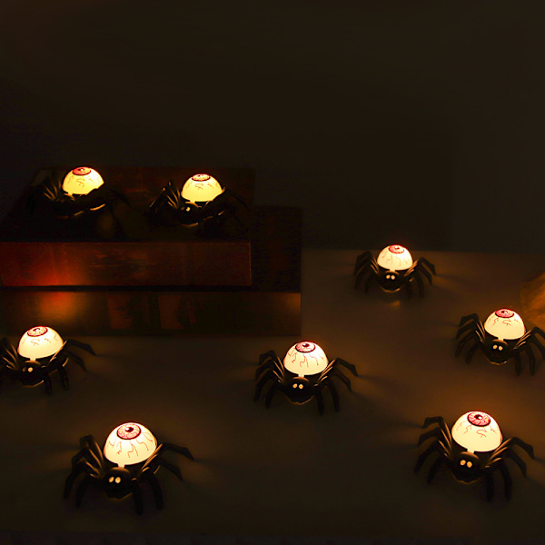 Halloween-hämähäkit 6 kpl Valoisaa Koristetta Hämähäkkikoriste Väärennetty Silmäpallo Punainen