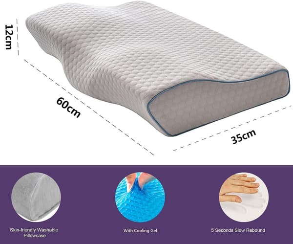 Gel Nakkepute i Memory Foam, 60×35 cm (Kamel) Camel