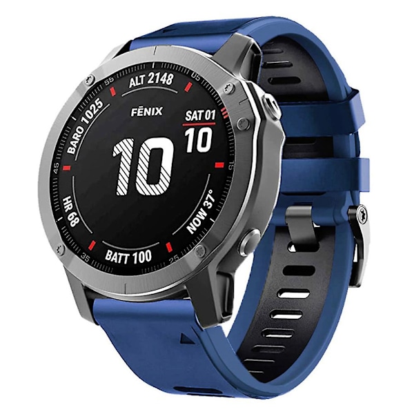 Dual-farge klokkebånd for Garmin Fenix 7 / Forerunner 965 / 955 / 945 / 935, glatt silikonmyk rem Midnight Blue Black