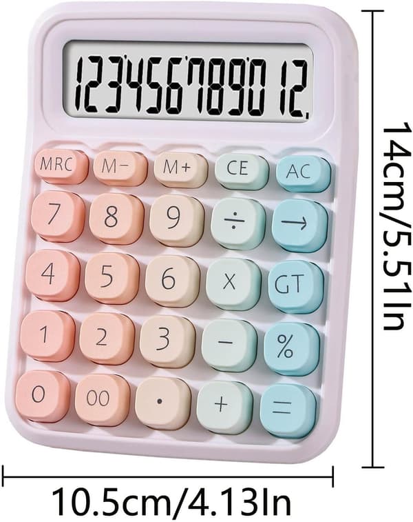Bordregner 12 Cifre Stort LCD-display og Store Knapper (Pink)