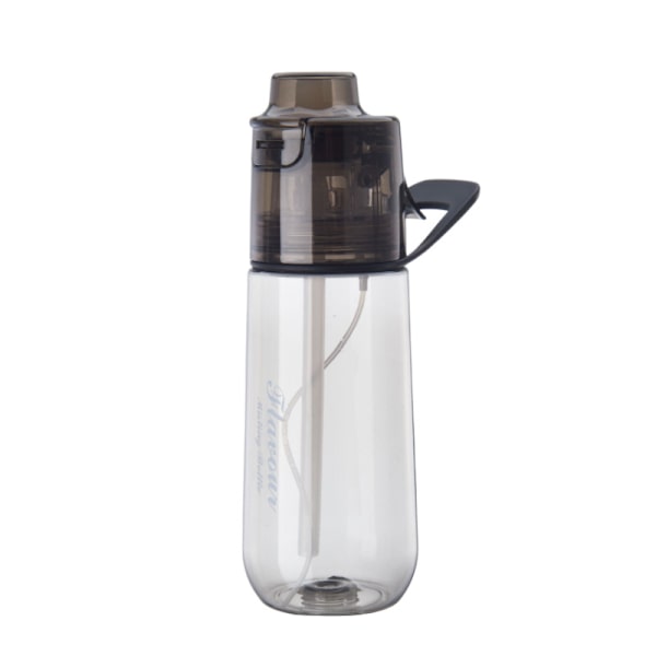 750 ml Doftvattenkopp med 1 smakpod, läckagesäker med sugrör, lämplig för utomhussporter, barnpresenter Transparent Black