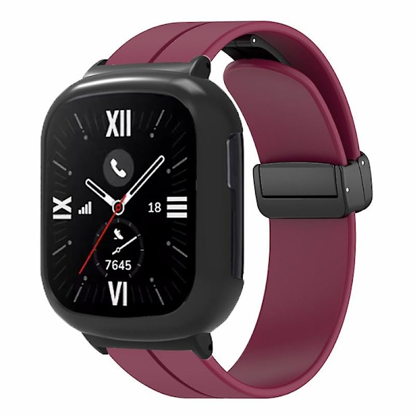 Ranneke, magneettinen solki, silikoniranneke Honor Watch 4:lle, kellokuorella Wine Red