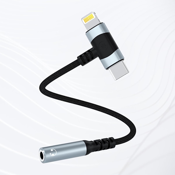 in1 iPhone USB c Hodetelefonadapter Lightning +USB-C til 3,5 mm lydkontaktadapter for iPhone 15 14 13, Samsung og flere Type c-enheter