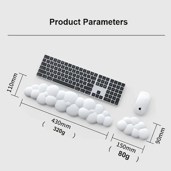 Molnformad handledsstöd, ergonomiskt (vit)
