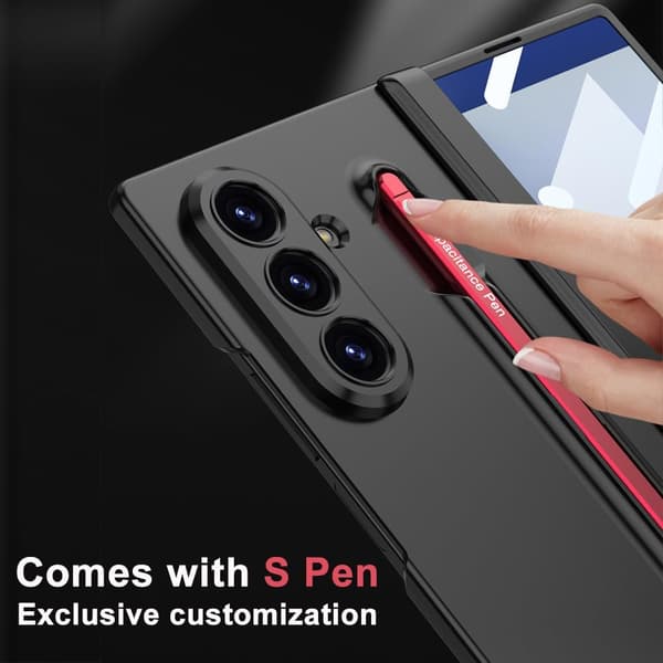 Etui til Samsung Galaxy Z Fold8, Flip-læder med penneholder og stativfunktion Carbon