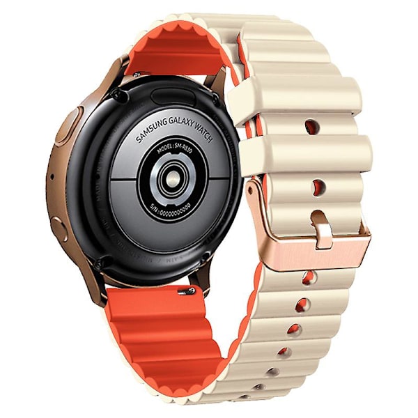 Vaakasuuntaiset raidat -ranneke Samsung Galaxy Watch6:lle / Watch6 Classicille / Watch 5 Prolle / Watch4:lle, kaksiväriset 20 mm silikonirannekkeet Creamy Orange