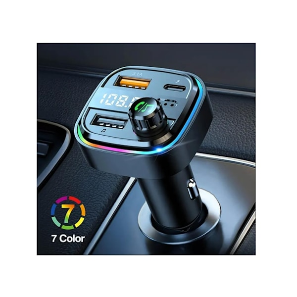 Bluetooth-sovitin Langaton Kaksois-USB Autolaturi Stereo MP3-soitin Värikkäät Valot FM-modulaattori Valkoinen