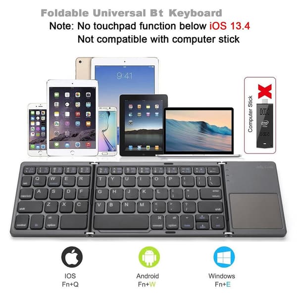 Sammenleggbart tastatur B033, ultratynt Bluetooth trefold
