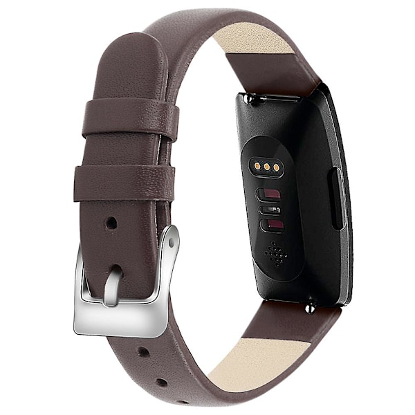 För Fitbit Inspire / Inspire HR Smart Watch Band Toppskiktsläder Armband, STORLEK L-6.7-8.1 tum Grey