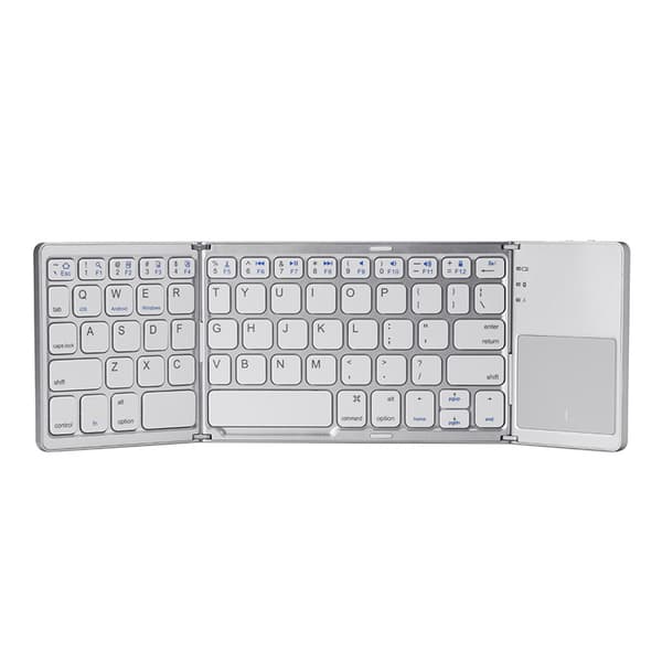 Vikbart tangentbord B033 PLUS, med pekplatta uppladdningsbart 63 tangenter (silver)