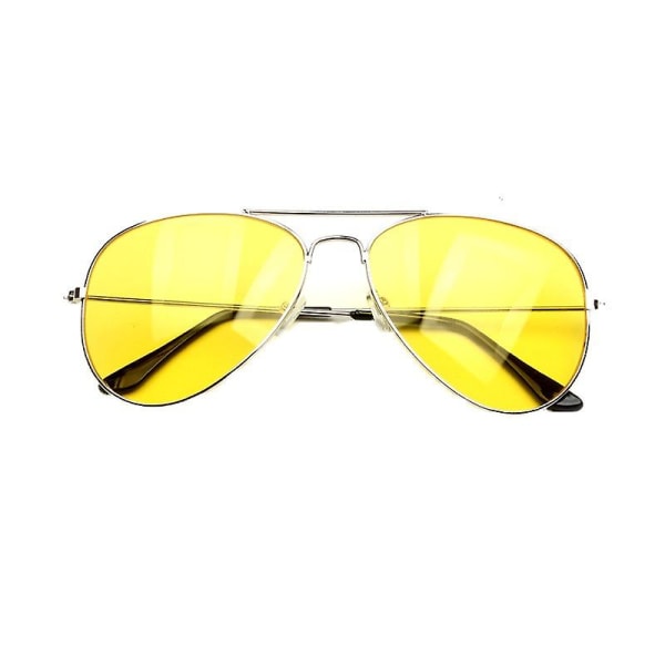 klassisk metallramme Gul Night Drive Aviator solbriller, sølvinnfatning, 140 mm
