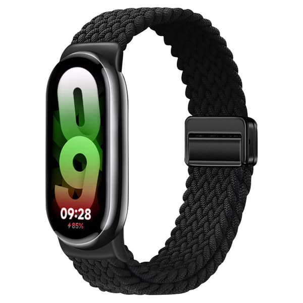 Armbånd til Xiaomi Mi Band 10/9/8, vævet nylonrem (sort)