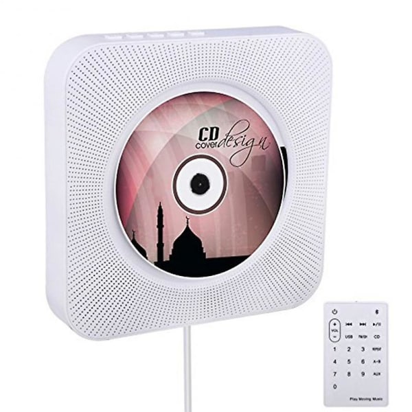 Bluetooth Cd-spelare Väggmonterbar Hem Audio Boombox Med Fjärrkontroll Hifi Högtalare Full Band Fm Radio white