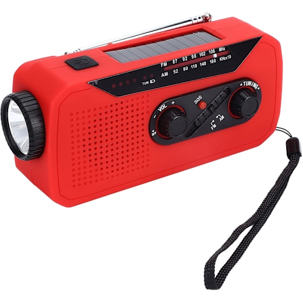 Hätäveivattava sääradio taskulampulla (punainen)