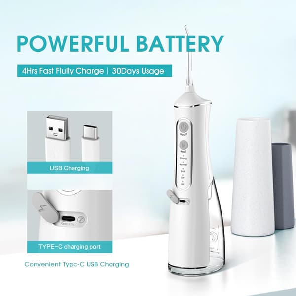 Oral Irrigator - 4 tilstande, 300 ml vandtank (sort)