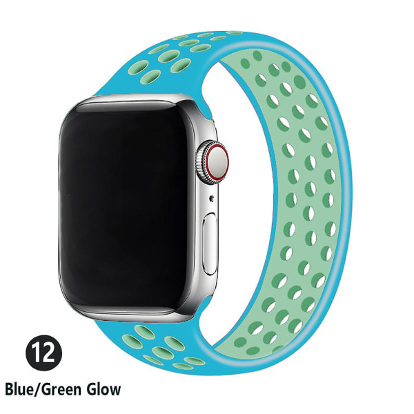 Solo-løkkerem til Apple Watch-bånd 44 mm 40 mm 38 mm 42 mm åndbar silikone elastisk bæltearmbånd Iwatch Series 3 4 5 Se 6 38mm or 40mmS cholrine blue