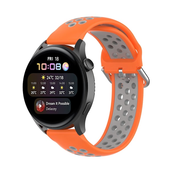 Dubbelfärgat metallspänne justerbart silikonklockarmband 22 mm för Huawei Watch 3/Watch 3 Pro Multicolor J