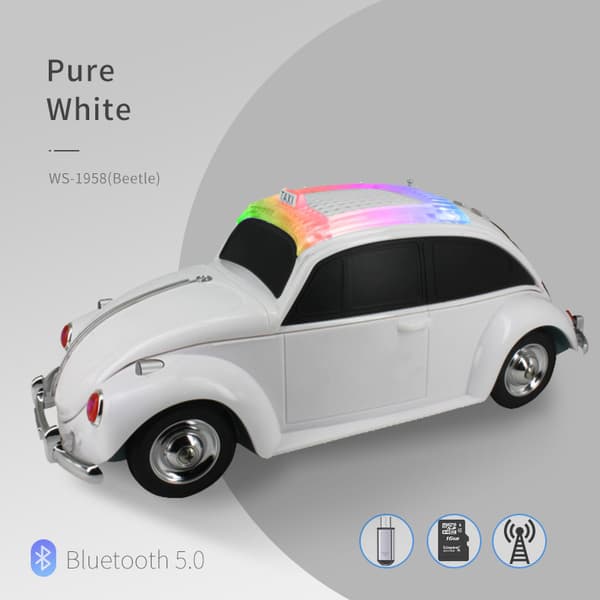 Bluetooth-kaiutin Ws-1958 Beetle Bluetooth-kaiutin LED-valoilla, paras tilaääni (valkoinen)